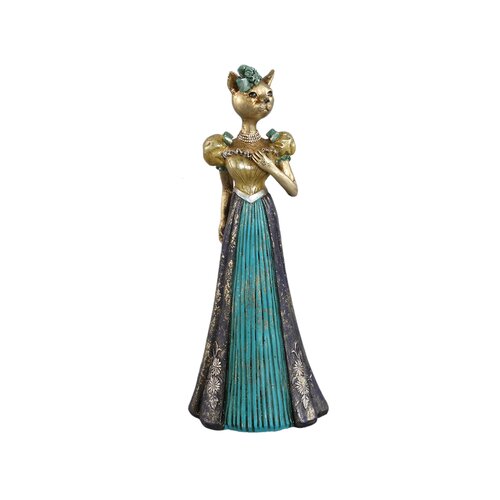 PTMD Marrie purple poly lady dressed cat statue B - afbeelding 1
