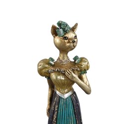 PTMD Marrie purple poly lady dressed cat statue B - afbeelding 2