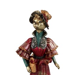 PTMD Marrie Red poly lady dressed cat statue A - afbeelding 2