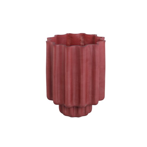 PTMD Merry Red matt glass vase ribbed design round M