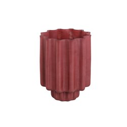 PTMD Merry Red matt glass vase ribbed design round M