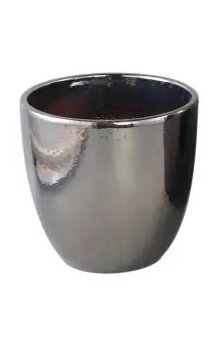 PTMD Mylie Silver ceramic pot shiny round