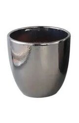 PTMD Mylie Silver ceramic pot shiny round