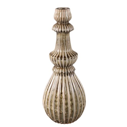 PTMD Myrtle Cream ceramic round ribbed vase L