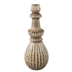 PTMD Myrtle Cream ceramic round ribbed vase L