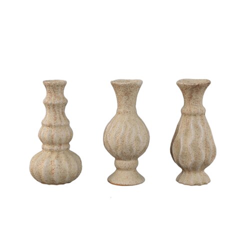 PTMD Nayda Cream ceramic round bulby vases set of 3