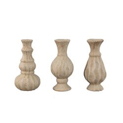 PTMD Nayda Cream ceramic round bulby vases set of 3