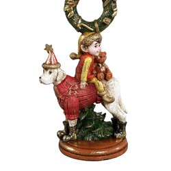 PTMD Noel Red poly candle holder squirrel and dog - afbeelding 2