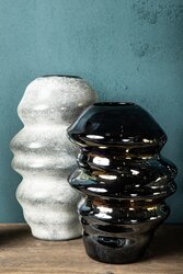 PTMD Orietta Blue oily look glass vase wavy round S - afbeelding 3