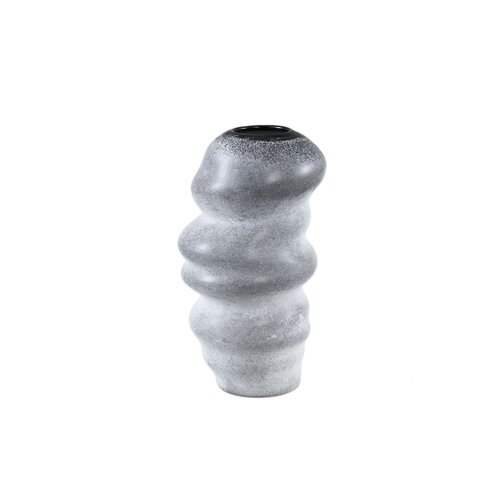 PTMD Orietta Grey matte glass vase wavy round L - afbeelding 1