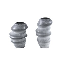 PTMD Orietta Grey matte glass vase wavy round L - afbeelding 3