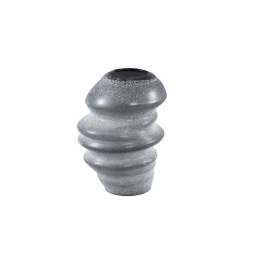 PTMD Orietta Grey matte glass vase wavy round S - afbeelding 1