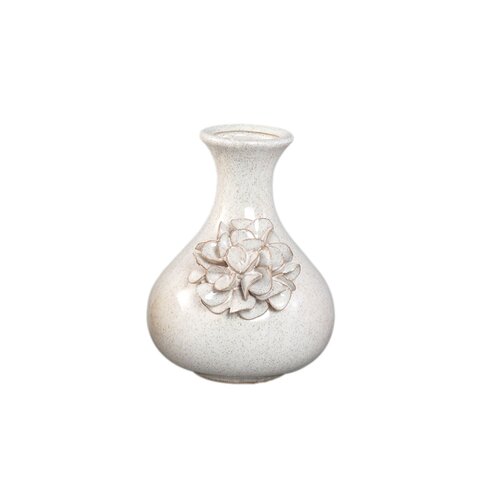 PTMD Raileigh White round bulby ceramic vase flower A