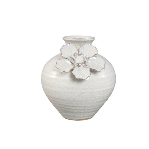 PTMD Raileigh White round bulby ceramic vase flower C