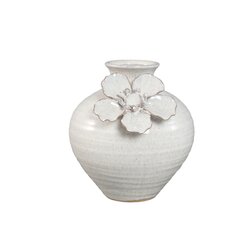 PTMD Raileigh White round bulby ceramic vase flower C