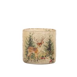 PTMD Renn Clear glass mosaic xmas cilinder tealight - afbeelding 1