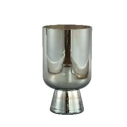 PTMD PTMD Shaine Grey luster glass vase on foot round S