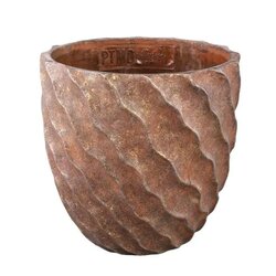 PTMD Sharlae Brown cement pot wavy lines round XL