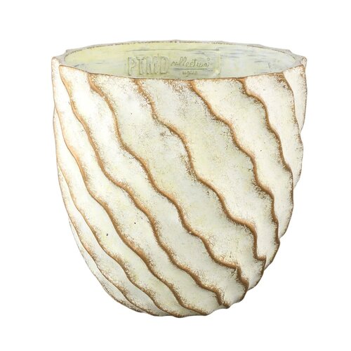 PTMD Sharlae Cream cement pot wavy lines round L