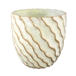 PTMD Sharlae Cream cement pot wavy lines round XL