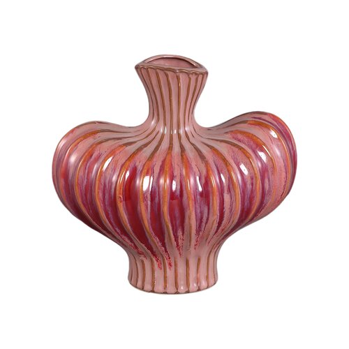 PTMD Sibelle Pink ceramic irregular vase ribbed M