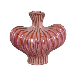 PTMD Sibelle Pink ceramic irregular vase ribbed S