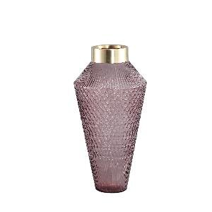 PTMD PTMD Siv Pink glass vase with pattern round taps M