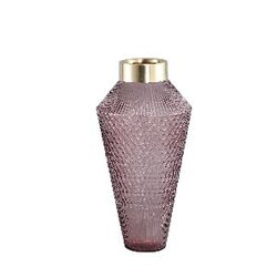 PTMD PTMD Siv Pink glass vase with pattern round taps M