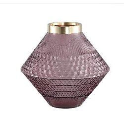 PTMD PTMD Siv Pink glass vase with pattern round taps S