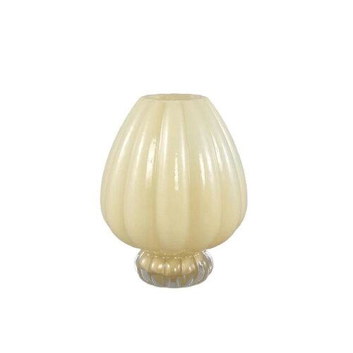 PTMD Syamer Cream milkglass vase ribbed on foot S