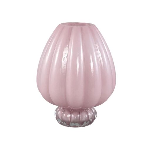 PTMD Syamer Pink milkglass vase ribbed on foot L