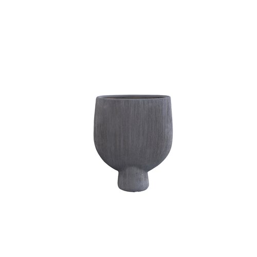 PTMD Tywin Dark Grey ceramic oval pot on foot lines S