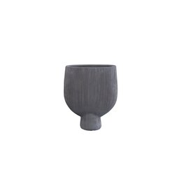 PTMD Tywin Dark Grey ceramic oval pot on foot lines S