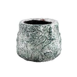 PTMD PTMD Xemm White glazed ceramic pot leaves round S
