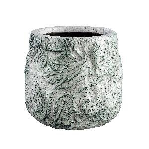 PTMD PTMD Xemm White glazed ceramic pot leaves round XL