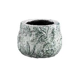 PTMD PTMD Xemm White glazed ceramic pot leaves round XS