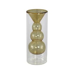 PTMD Yanna Amber glass vase bulby inside A small