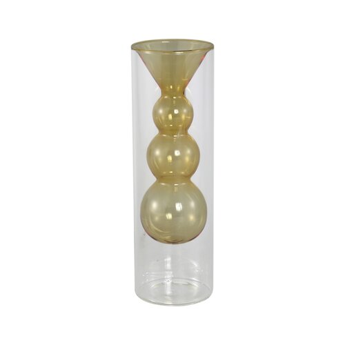 PTMD Yanna Amber glass vase bulby inside C