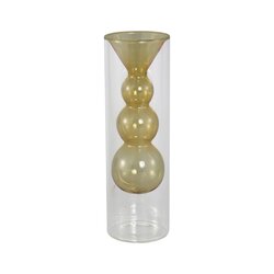 PTMD Yanna Amber glass vase bulby inside C