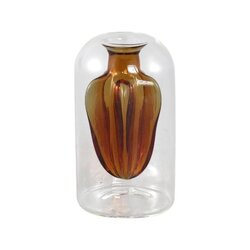 PTMD Yanna Amber glass vase ribbed inside