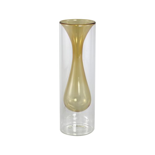 PTMD Yanna Amber glass vase taps inside big