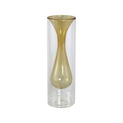 PTMD Yanna Amber glass vase taps inside big