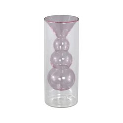 PTMD Yanna Bright Pink glass vase bulby inside A small