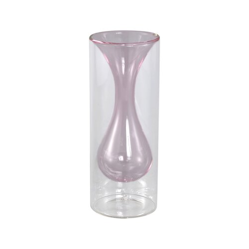 PTMD Yanna Bright Pink glass vase bulby inside C