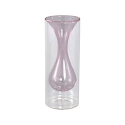 PTMD Yanna Bright Pink glass vase bulby inside C