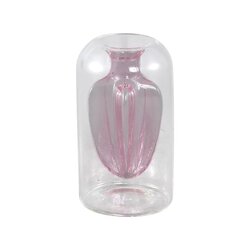 PTMD Yanna Bright Pink glass vase ribbed inside