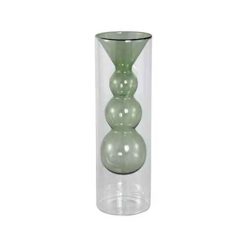 PTMD Yanna Teal glass vase bulby inside A big