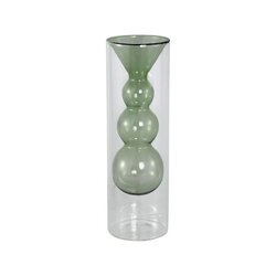 PTMD Yanna Teal glass vase bulby inside A big