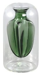 PTMD Yanna Teal glass vase ribbed inside