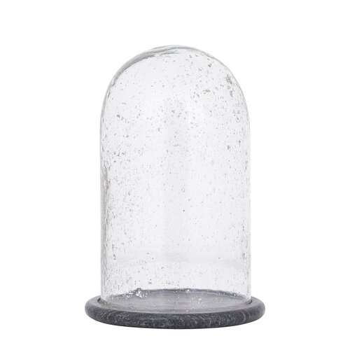 PTMD Zaely Clear glass round bell jar with black base L - afbeelding 1
